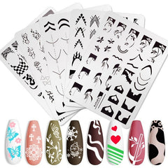 French Nail Art Stamping Plates Set French Line Stamp Templates Kit