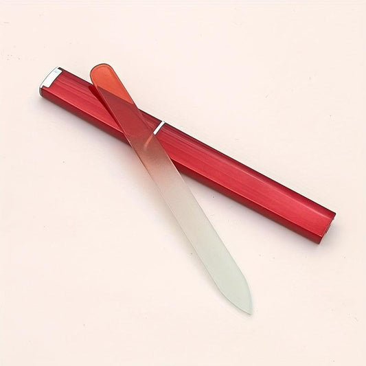 Red Glass Nail File Double-sided Manicure Tools With Case