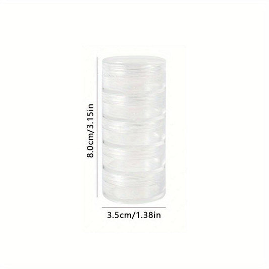 5pcs Clear Plastic Nail Art Decorations Storage Containers Portable Case