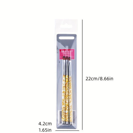 Nail Brushes Art Painting Brush 3PCS Gel Crystal Drawing Pen Polish Tool