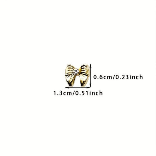 10pcs Alloy Rhinestone Nail Charms 3D Bow Nail Art Jewelry Decoration