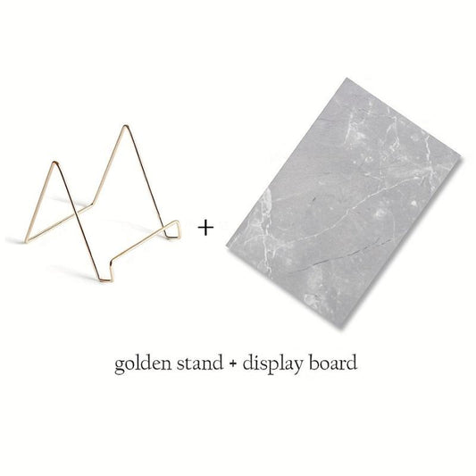 Nail Art Rock Texture Photography Display Board With Golden Stand Holder