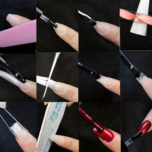 10 Pcs Fiberglass Nail Extension Silk Material False Nails Manicure Salon Tool
