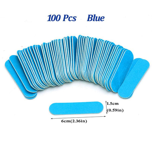 100 Pcs Double Side Nail Files Disposable Mini Wooden Nail File Buffer Strips