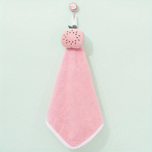 Coral Velvet Hanging Loop Towel Soft and Absorbent