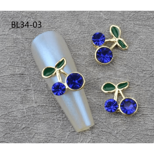Cherry Nail Charms 3D Rhinestone and Pearl Nail Art Jewelry
