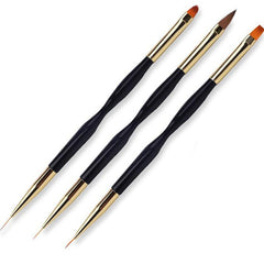 3Pcs Double Head Nail Brush Set French Stripe Art Liner Drawing Brushes
