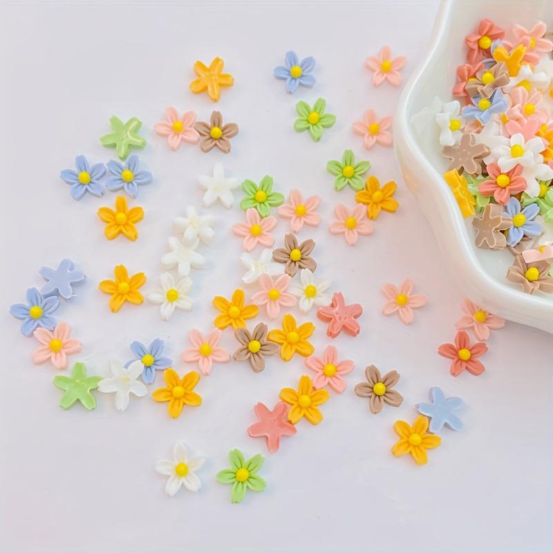100pcs Mini Resin Cherry Blossoms Nail Art Decoration 3D Charms