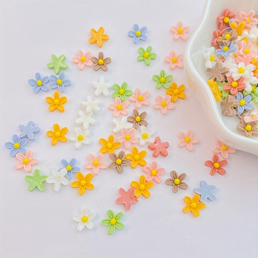 100pcs Mini Resin Cherry Blossoms Nail Art Decoration 3D Charms