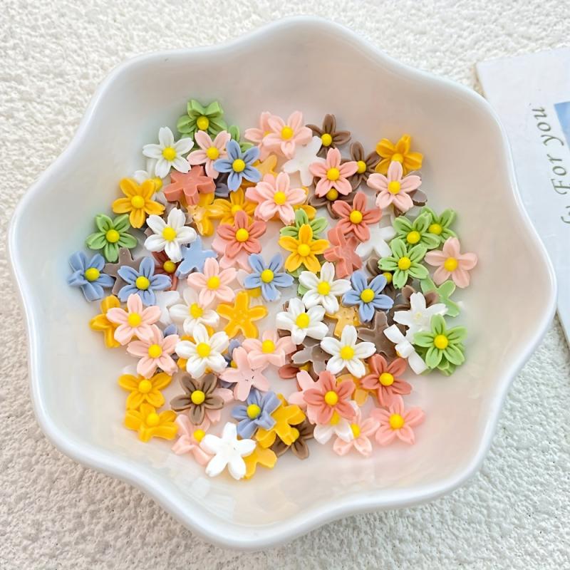 100pcs Mini Resin Cherry Blossoms Nail Art Decoration 3D Charms
