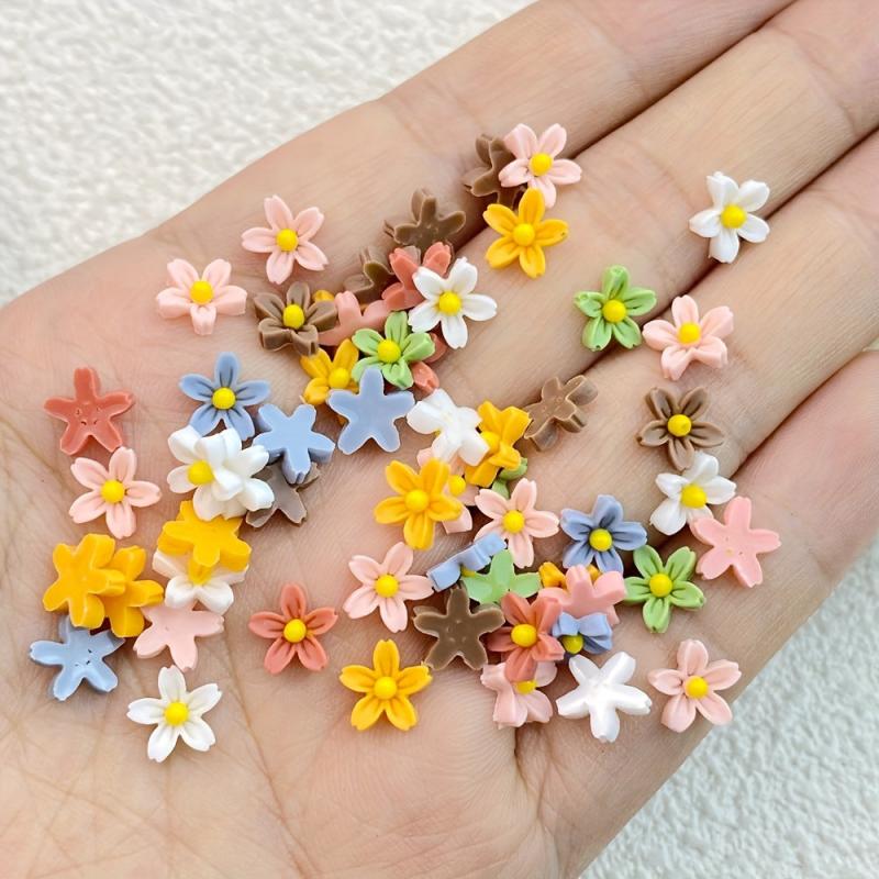 100pcs Mini Resin Cherry Blossoms Nail Art Decoration 3D Charms