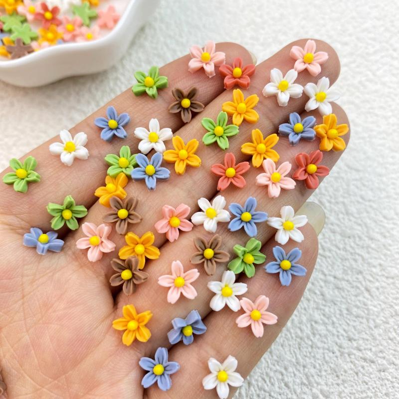 100pcs Mini Resin Cherry Blossoms Nail Art Decoration 3D Charms