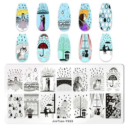 1 pc Leaves & Animals Nail Stamping Plate Set of 12 Templates
