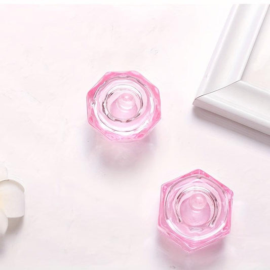 Pink Crystal Nail Art Cup with Lid for Manicures