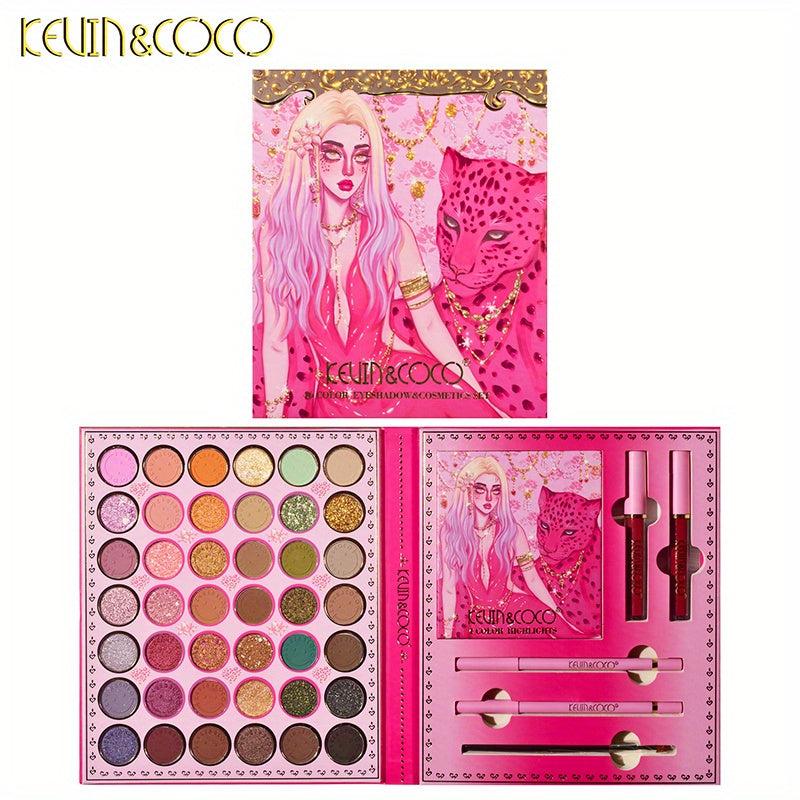 46 Pc Eyeshadow Palette Matte Bright Earth Velvet Lip Glaze Shimmer Highlighter