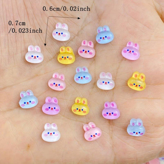 50pcs Mini Colorful Bunny Resin Ornaments for Jewelry Making Nail Art Decoration