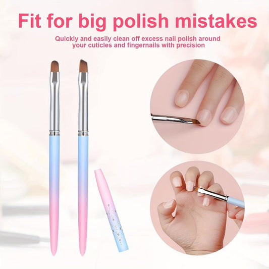 2pcs Nail Art Cleaning Brushes for Mistakes, Home and Salon Use