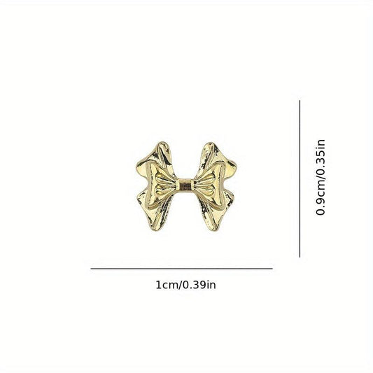10pcs Bowknot Nail Charms Silver Bowtie for Wedding Nail DIY