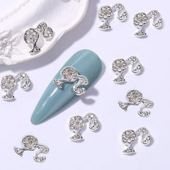 10pcs Girls Head Nail Charms With Rhinestones 3D Nail Art Accessories
