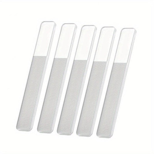 5 Pcs Manicure Tool Set Glass Nail Rubbing Strip Clipper Ear Cleaning Spoon