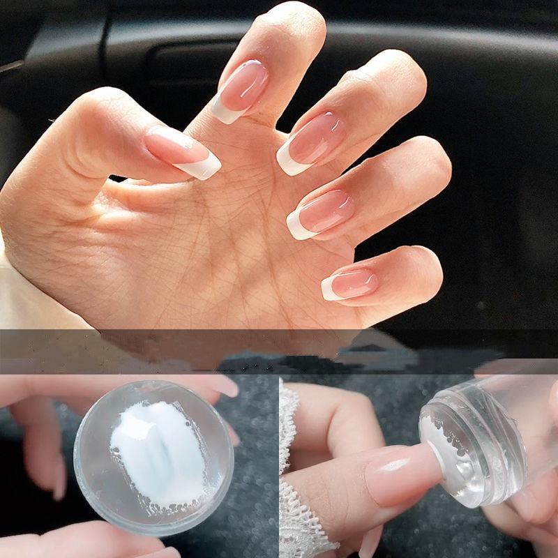 Transparent Nail Stamper With Scraper 2pcs Jelly Silicone Stamp