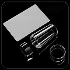 Transparent Nail Stamper With Scraper 2pcs Jelly Silicone Stamp
