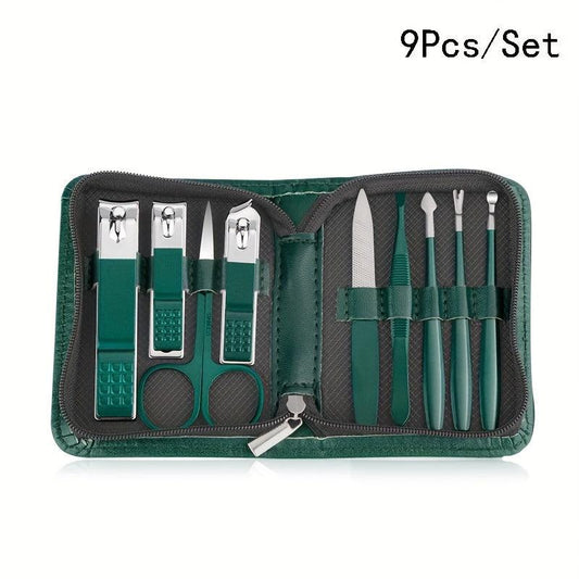 9pcs Nail Clippers Set Stainless Steel Manicure Pedicure Set