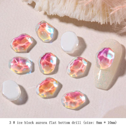Colorful Ice Cube Nail Art Rhinestones Gems 3D Flatback