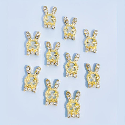 10pcs 3D Rabbit Nail Art Jewelry Alloy Rhinestone Rabbit Shape Nail Charms