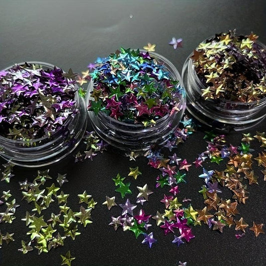 12 Colors Laser Star Nail Art Studs Pentagran Nail Rivet Jewelry