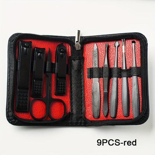 9pcs Nail Clippers Set Stainless Steel Nail Cutter Portable Nail Clipper Manicur