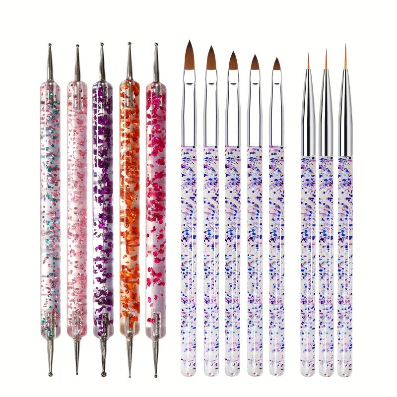 Acrylic Sequin Nail Art Pen Set with Phototherapy Brush