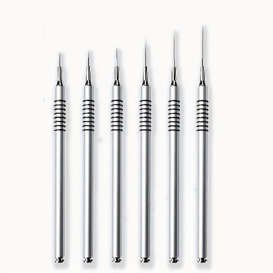 6Pcs Nail Art Brush Striping Thin Long Lines Dotting Drawing Pen