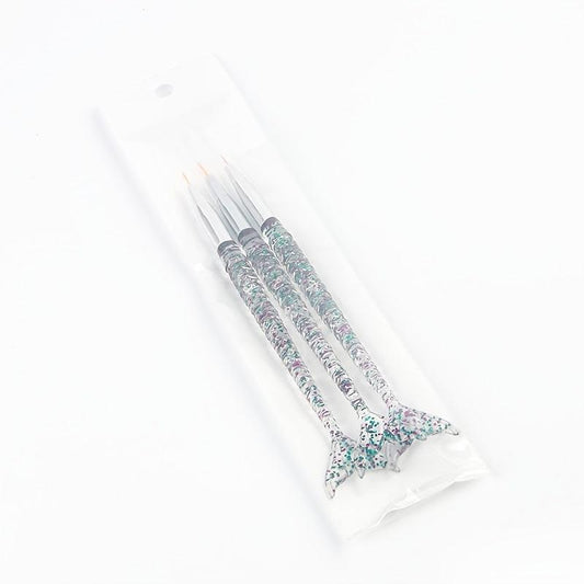 Art Pen Polish Dot Painting Brushes Tail Fish Nail Gel 3pcs