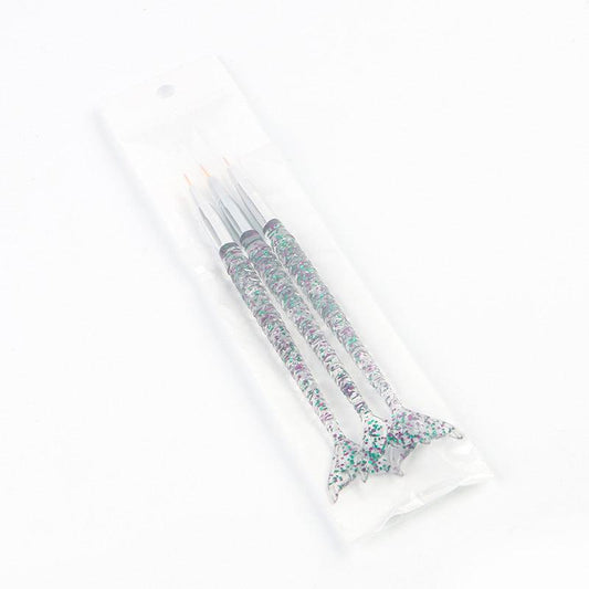 Art Pen Polish Dot Painting Brushes Tail Fish Nail Gel 3pcs