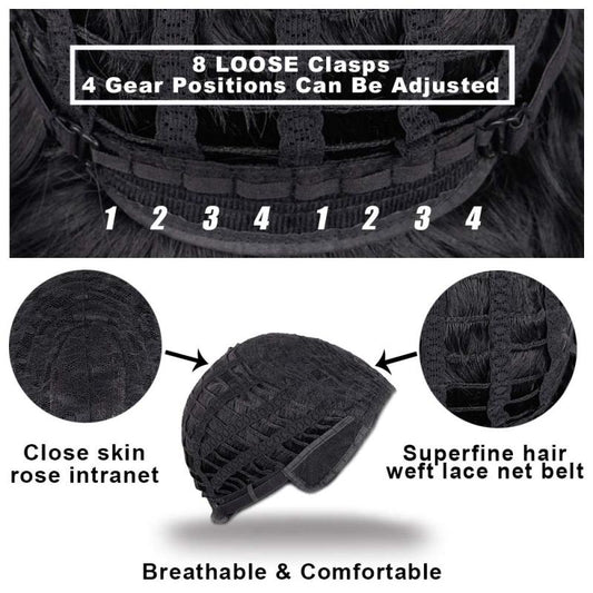 10 16 Cm Brown Mixed Blonde Wavy Hair Wigs Short Pixie Cut Synthetic Fiber