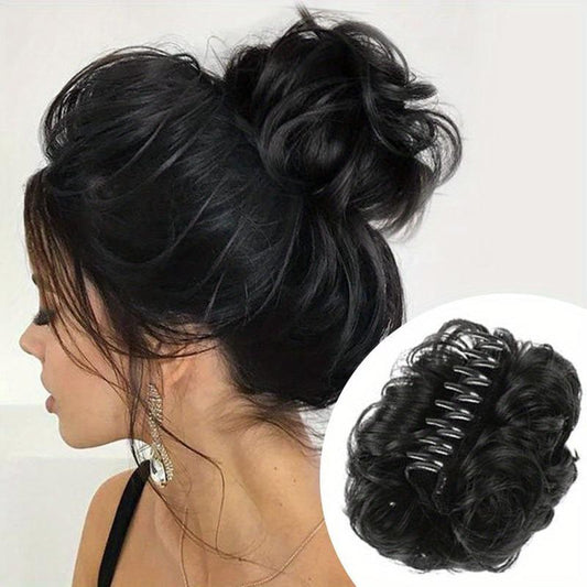 Wavy Curly Claw Clip Hair Bun Tousled Updo Hairpiece Chignon