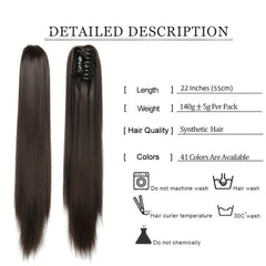 Long Straight Ponytail Hair Extensions 55-88cm Claw Clip Hairpieces