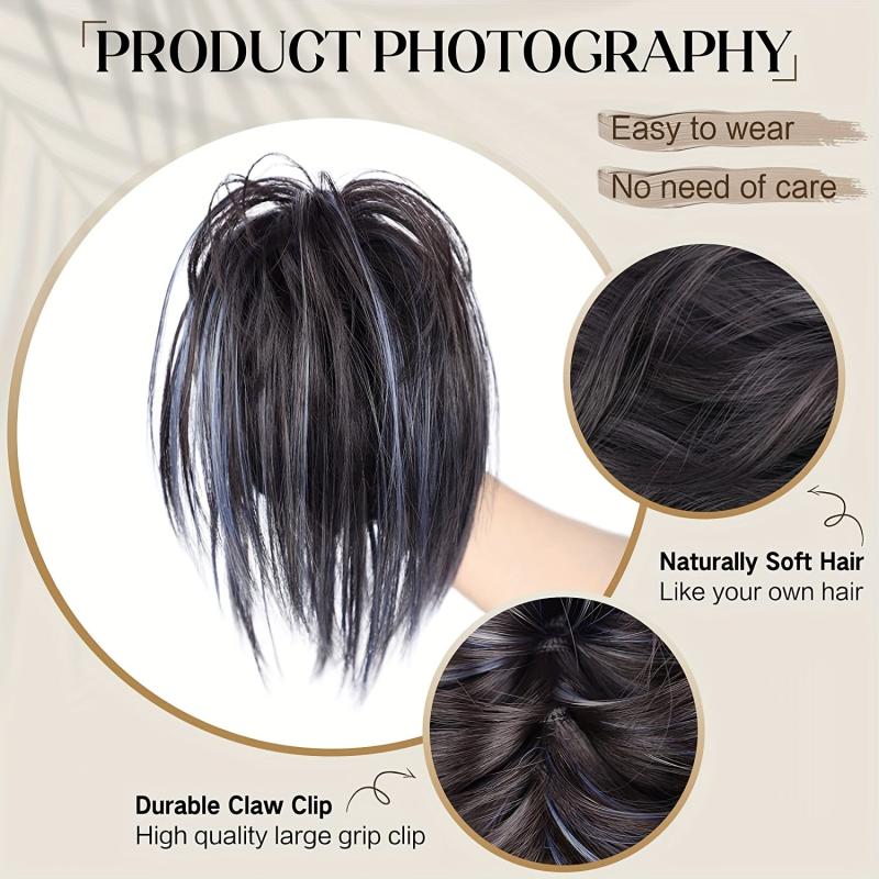 Y2K Messy Bun Hair Piece Claw Clip Synthetic Curly Chignon Hair Bun