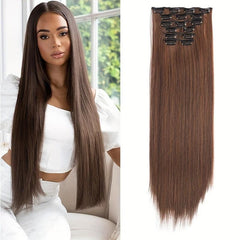 Straight Hair Extensions Invisible Heat Resistant Hairpieces for Women