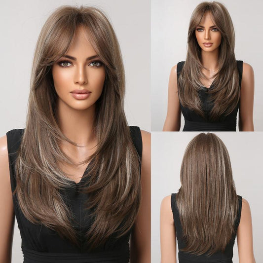 Layered Ombre Hair Replacement Wigs for Women - Long Butterfly Hair Cut Wig