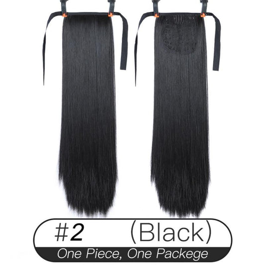 Long Straight Ponytail Extensions Natural Looking Synthetic Hair For Women