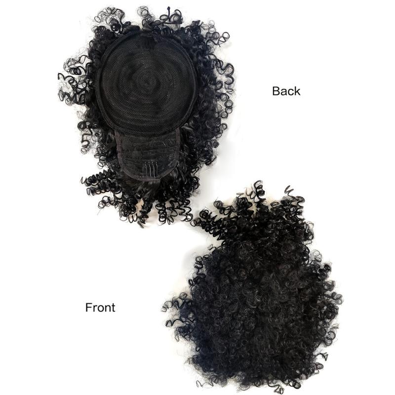 Kinky Curly Hair Afro Puff Ponytail with Bangs