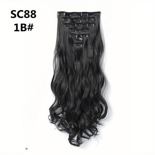 7pcs Long Curly Wavy Hair Extensions Synthetic Fiber Hair Pieces for Daily Use