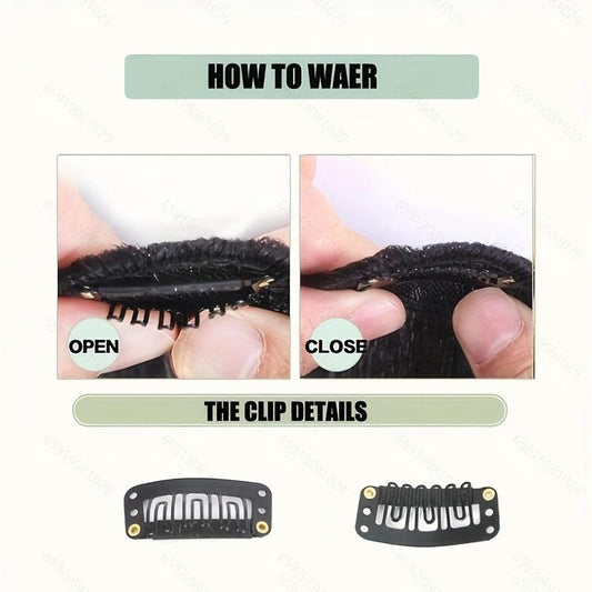 Women's Clip In Hair Bangs Straight Air Bangs With Sideburns Hairpieces