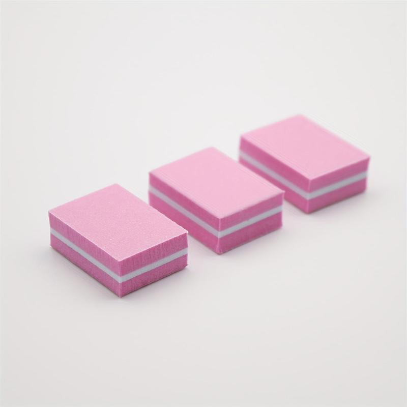 3pcs Mini Small Sponge File Blocks Pink Purple Nail Polishing Rubbing Strip