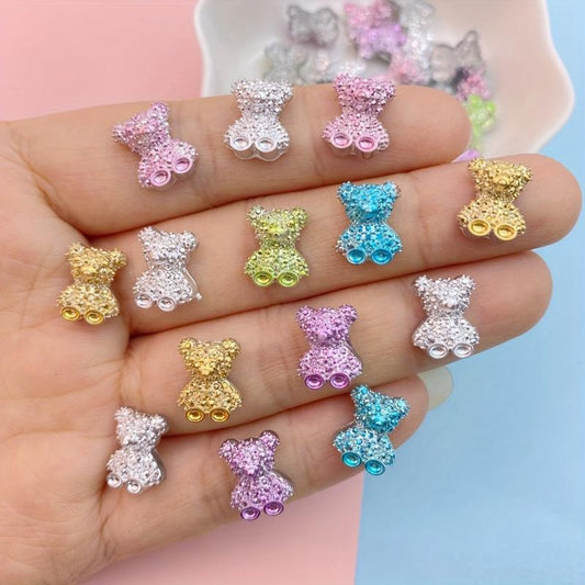 30pcs Colorful Mini Bear Nail Art Rhinestones for DIY Nail Art Decoration