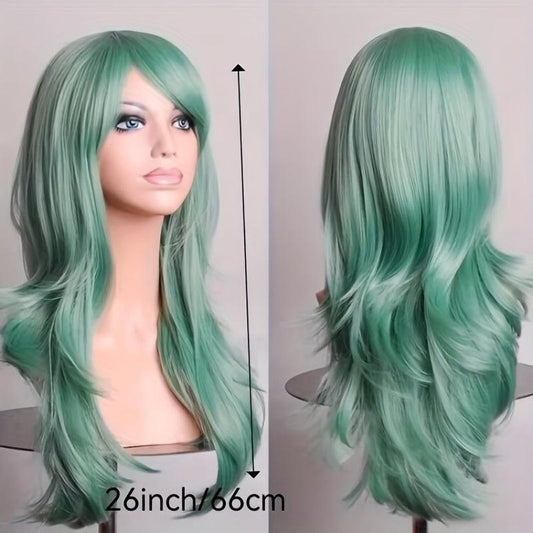 Pink Wavy Wig Curly Witch Heat Resistant Synthetic Halloween Cosplay Wig