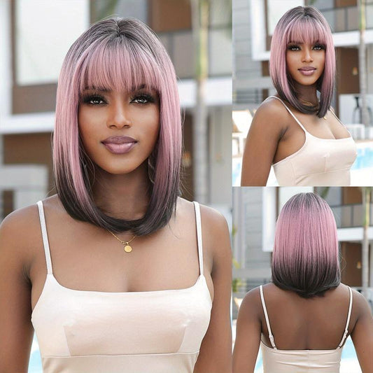 Champagne Blonde Straight Hair Wig With Bangs - Ideal for Daily Wear and Cosplay