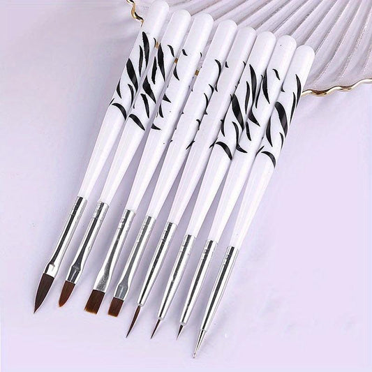 Manicure Polish Brush Gel Nail Art Set - 8Pcs For Salon DIY